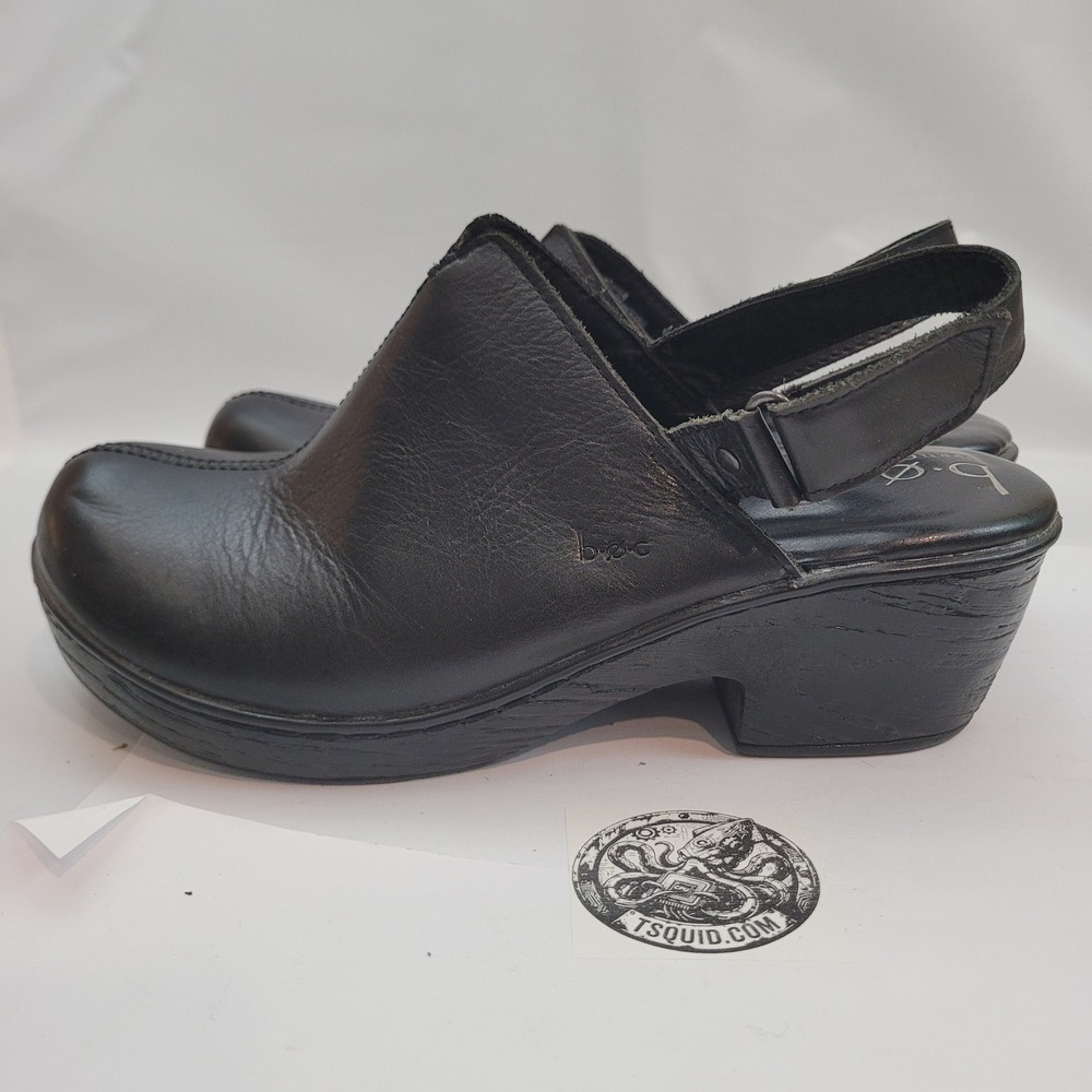 B.O.C. Born Concept Clogs Womens Sz 8 Black Leather Slingback Block Heel Z05903